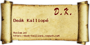 Deák Kalliopé névjegykártya